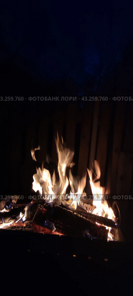 Burning bonfire in the dark. Стоковое фото, фотограф Andrew_Swarga / Фотобанк Лори