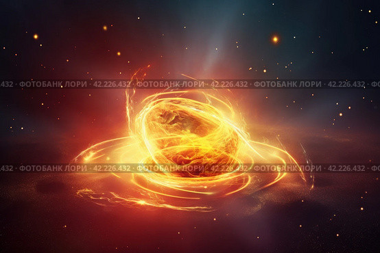 Burning gravitational star. Generate Ai. Стоковое AI-изображение, AI-художник Иван Рябоконь / Фотобанк Лори