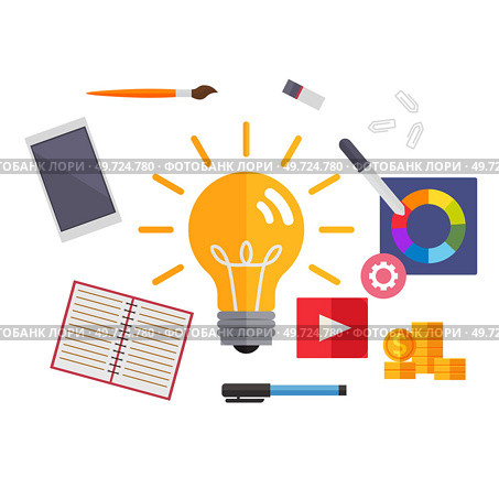 Burning light bulb as symbol of new idea, business solution or innovation to solve problem, enable knowledge or creativity, toggle lightbulb idea invention. Successful achievements and introductions. Burning light bulb as symbol of new idea, business solution or innovation to solve problem. Стоковая иллюстрация, агентство Ingram Publishing / Фотобанк Лори