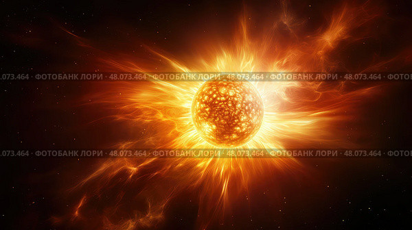 burst sun in space ai generated. Стоковое AI-изображение, AI-художник Vectorwin / Фотобанк Лори