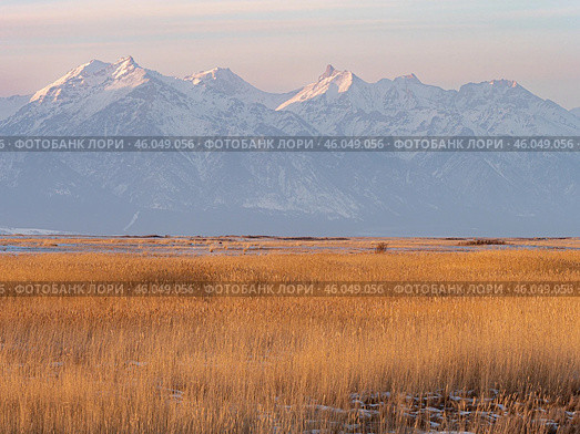 Buryat steppe in Siberia. Barguzin National Park in winter. (2024 год). Редакционное фото, фотограф Алексей Львов / Фотобанк Лори
