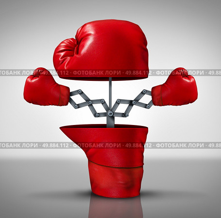 Business advantage and innovation strategy concept as an open boxing glove with two more fighting symbols emerging as an icon of covering your bases and extending youre reach to compete successfully. Стоковое фото, агентство Ingram Publishing / Фотобанк Лори
