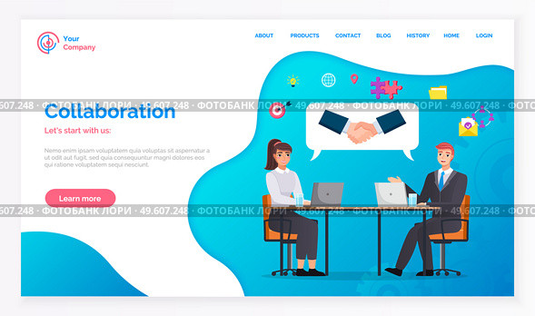 Business propasal for partner. Man make agreement deal handshake. Hiring interview. Colleagues discuss project. Teamwork idea. Accepting proposals for investment in finance and exchanging ideas. Business propasal for partner. Man make agreement handshake interview. Colleagues discuss project. Стоковая иллюстрация, агентство Ingram Publishing / Фотобанк Лори
