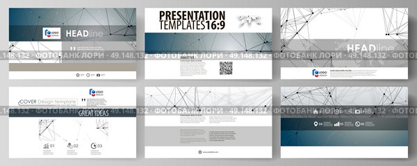 Business templates in HD format for presentation slides. Abstract vector layouts in flat design. DNA and neurons molecule structure. Medicine, science, technology concept. Scalable graphic.. Business templates in HD format for presentation slides. Easy editable abstract vector layouts in flat design. DNA and neurons molecule structure. Medicine, science, technology concept. Scalable graphic. Стоковая иллюстрация, агентство Ingram Publishing / Фотобанк Лори