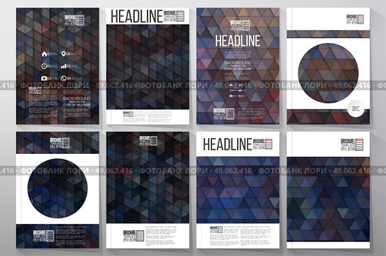 Business vector templates for brochure, flyer or booklet. Graffiti wall. Collection of abstract multicolored backgrounds. Geometrical patterns. Triangular style vector. Стоковая иллюстрация, агентство Ingram Publishing / Фотобанк Лори