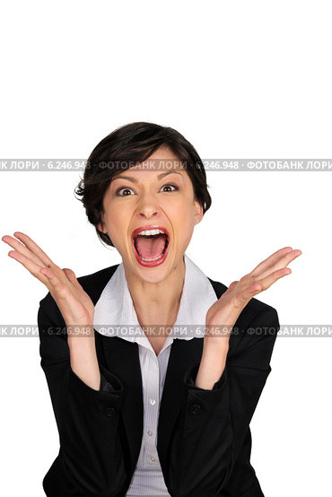 business woman yelling. Стоковое фото, фотограф Phovoir Images / Фотобанк Лори