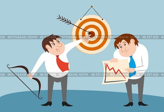 Businessman characters winner and loser concept vector illustration. Стоковая иллюстрация, агентство Ingram Publishing / Фотобанк Лори