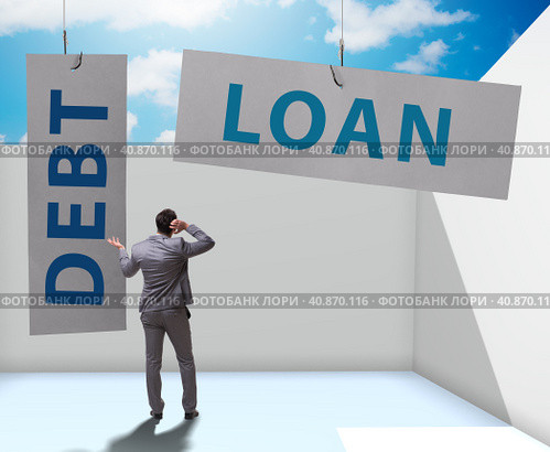 Businessman in debt and loan concept. Стоковое фото, фотограф Elnur / Фотобанк Лори