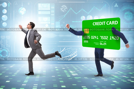 Businessman in the credit card debt concept. Стоковое фото, фотограф Elnur / Фотобанк Лори