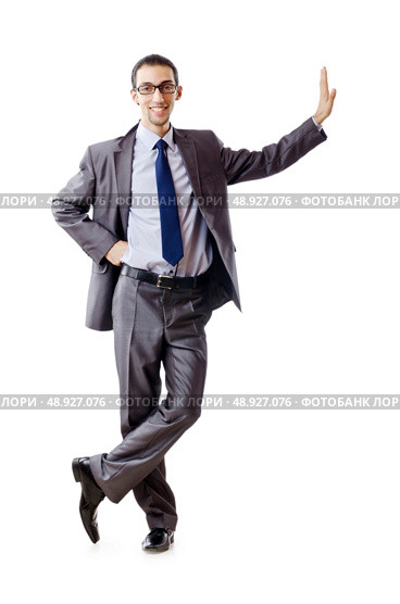 Businessman pushing away virtual problems. Стоковое фото, агентство Ingram Publishing / Фотобанк Лори