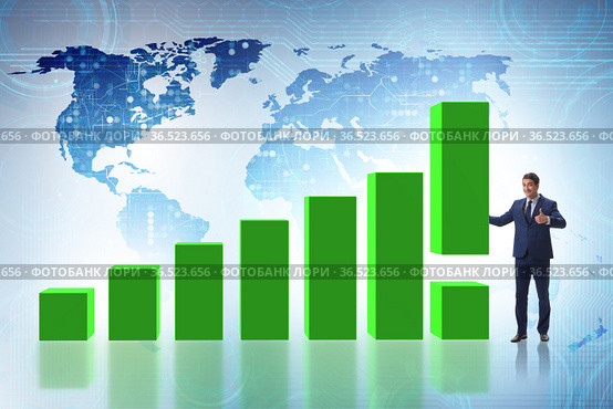 Businessman supporting economic growth on chart. Стоковое фото, фотограф Elnur / Фотобанк Лори