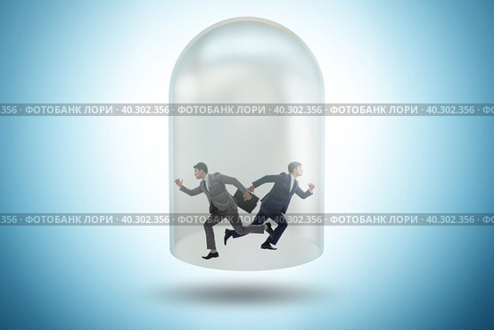 Businessman trapped in transparent glass. Стоковое фото, фотограф Elnur / Фотобанк Лори