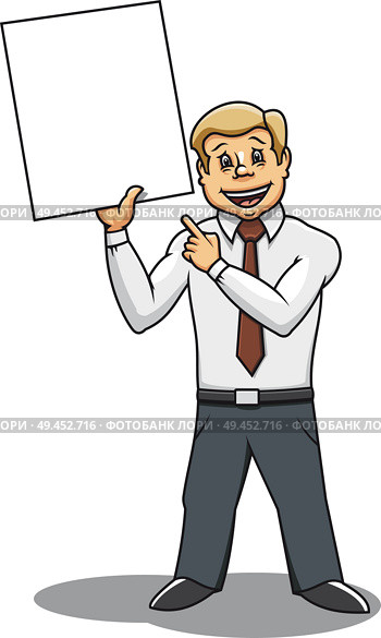 Businessman with blank placard. Стоковая иллюстрация, иллюстратор VectorTradition / Фотобанк Лори