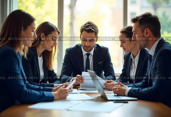Businessmen at the meeting. Стоковое AI-изображение, AI-художник RamA / Фотобанк Лори
