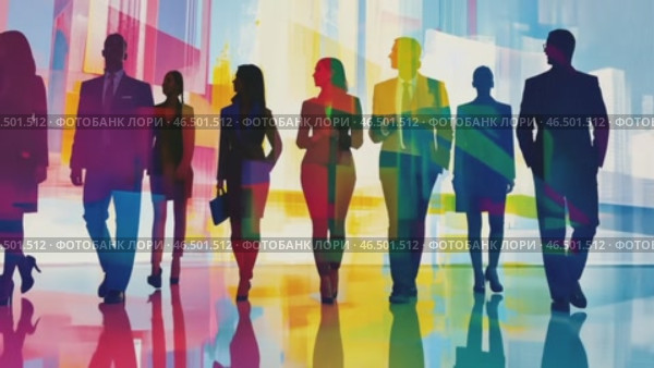 Businesspeople walking in abstract city background. Стоковое AI-видео, аниматор Юрий Поздников / Фотобанк Лори