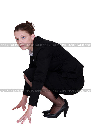 Businesswoman ready to race. Стоковое фото, агентство Ingram Publishing / Фотобанк Лори