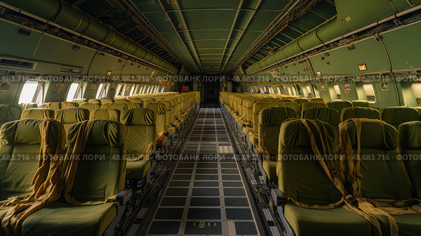 cabin airline interior ai generated. Стоковое AI-изображение, AI-художник Vectorwin / Фотобанк Лори