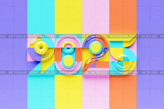 Calendar header number 2025 on pink   background. Happy new year 2025 colorful background. Стоковое фото, фотограф Виталий Сова / Фотобанк Лори