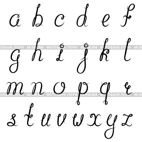 Calligraphic vintage script font alphabet isolated vignette cursive symbols vector illustration. Стоковая иллюстрация, агентство Ingram Publishing / Фотобанк Лори