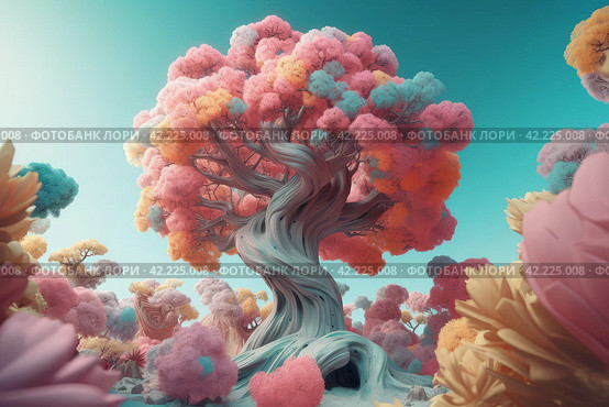 Candy unreal magic tree. Generate Ai. Стоковое AI-изображение, AI-художник Иван Рябоконь / Фотобанк Лори