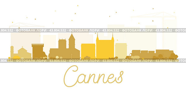 Cannes City skyline golden silhouette. Стоковая иллюстрация, иллюстратор Игорь Сорокин / Фотобанк Лори