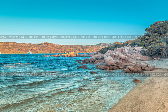 Capriccioli beach in Costa Smeralda. (2017 год). Стоковое фото, фотограф Татьяна  Бральнина / Фотобанк Лори