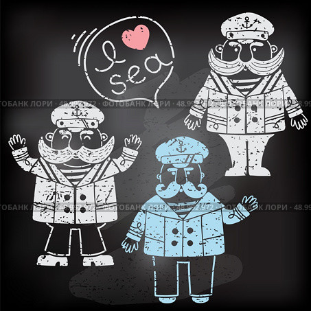 Captain marine vessel. Isolated silhouettes captains for your design. Vector illustration. Стоковая иллюстрация, агентство Ingram Publishing / Фотобанк Лори