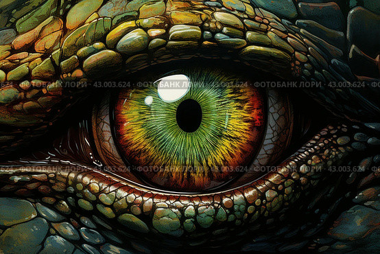 Captivating Reptilian eye closeup colorful. Generate Ai. Стоковое AI-изображение, AI-художник Иван Рябоконь / Фотобанк Лори