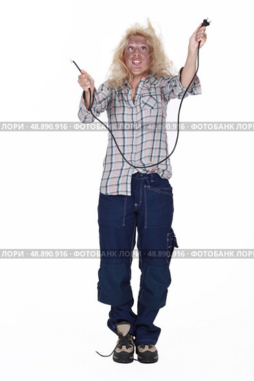 Careless blond electrician. Стоковое фото, агентство Ingram Publishing / Фотобанк Лори