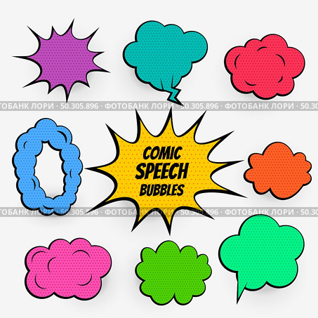 Cartoon comic text patches set. Стоковая иллюстрация, агентство Ingram Publishing / Фотобанк Лори