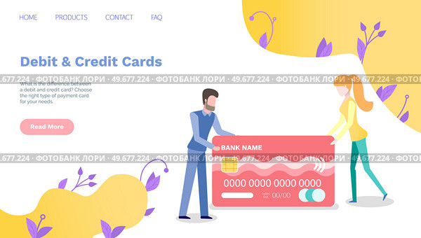 Cashless transaction debit credit bank card. Web Site for servicing online payments. Contactless payment, transfer of funds, Internet transactions using card. Banking program vector illustration. Cashless transaction debit credit bank card. Web Site for servicing online banking payments. Стоковая иллюстрация, агентство Ingram Publishing / Фотобанк Лори
