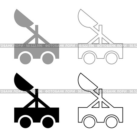 Catapult medieval siege ejection seat set icon grey black color vector illustration image simple solid fill outline contour line thin flat style. Catapult medieval siege ejection seat set icon grey black color vector illustration image solid fill outline contour line thin flat style. Стоковая иллюстрация, агентство Ingram Publishing / Фотобанк Лори