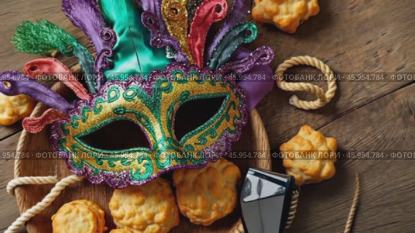 Celebrate Purim With Hamantaschen Cookies, Colorful Masks, and Festive Noisemakers for a Joyful Holiday Experience. Стоковое AI-видео, аниматор Sergey Grishin / Фотобанк Лори