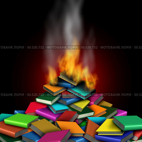 Censorship and banning books concept and publishing censorship by censors and a symbol of suppression for the US First Amendment or to ban as a 3D illustration. Стоковое фото, агентство Ingram Publishing / Фотобанк Лори