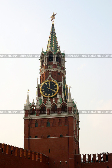 Часы на Спасской башне Кремля (2009 год). Стоковое фото, фотограф Александр Грачев / Фотобанк Лори