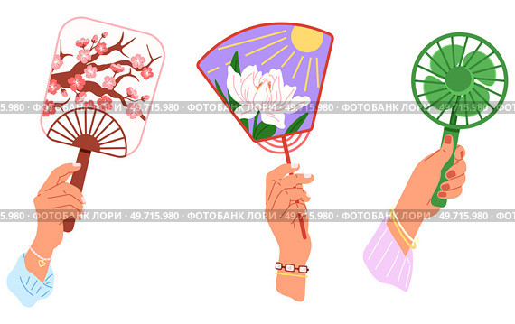 Chenese and Japanese hand fan. Vector illustration. A Chinese fan, sonnet of civilizations artistry A handheld fan, everyday hero in symphony of summer A hand fan, sail cruising on seof comfort. Chenese and Japanese hand fan. A Chinese fan, painted dream of ancient artistry A handheld fan, simple solution. Стоковая иллюстрация, агентство Ingram Publishing / Фотобанк Лори
