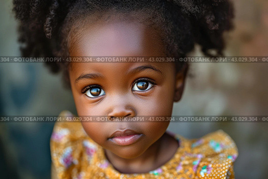 Cherubic Adorable African toddler girl. Generate AI. Стоковое AI-изображение, AI-художник Иван Рябоконь / Фотобанк Лори