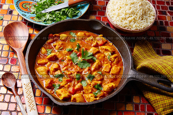 Chicken curry indian recipe with basmati rice. Стоковое фото, агентство Ingram Publishing / Фотобанк Лори