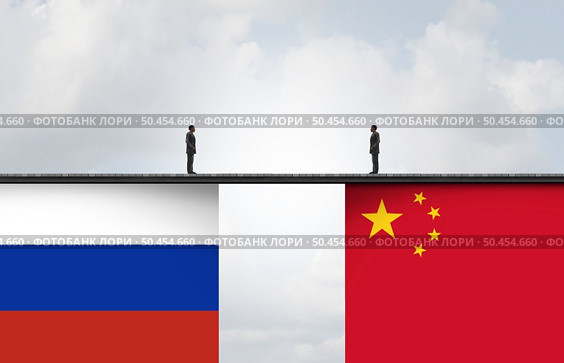 China Russia Agreement and Russian deal or Chinese negotiations as an economic and political pact between Moscow and Beijing concept with 3D illustration elements. Стоковое фото, агентство Ingram Publishing / Фотобанк Лори