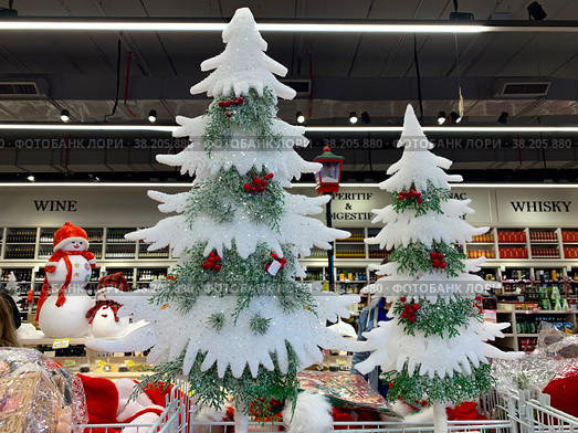 Christmas decoration of a big grocery store (2019 год). Редакционное фото, фотограф Irina Opachevsky / Фотобанк Лори