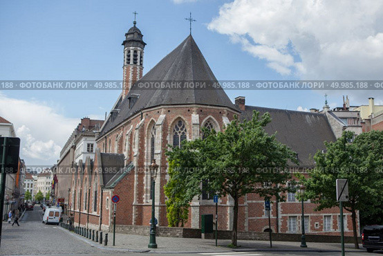 Church of St. Mary Magdalene, one of oldest churches in Brussels, Belgium. Magdalene Church having been established by Brothers of Mercy in 13th century.. Church of St. Mary Magdalene. Стоковое фото, агентство Ingram Publishing / Фотобанк Лори