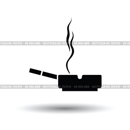 Cigarette in an ashtray icon. White background with shadow design. Vector illustration. Стоковая иллюстрация, агентство Ingram Publishing / Фотобанк Лори