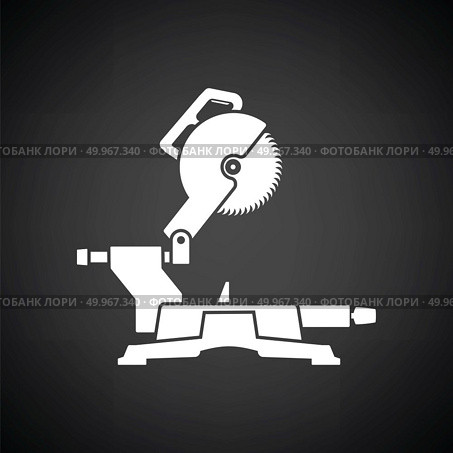Circular end saw icon. Black background with white. Vector illustration. Стоковое фото, агентство Ingram Publishing / Фотобанк Лори
