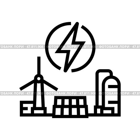 clean energy production carbon line icon vector illustration. Стоковая иллюстрация, иллюстратор Vectorwin / Фотобанк Лори