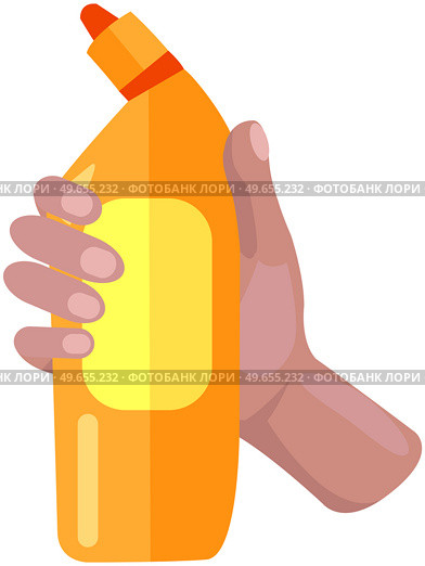 Cleaning liquid icon flat vector. Plastic bottle of antiseptic substance. Anti-bacterial sanitizer for cleaning in container. Premises cleaning, infection control concept. Home and personal hygiene. Plastic bottle of antiseptic substance. Anti-bacterial sanitizer liquid for cleaning premises. Стоковая иллюстрация, агентство Ingram Publishing / Фотобанк Лори