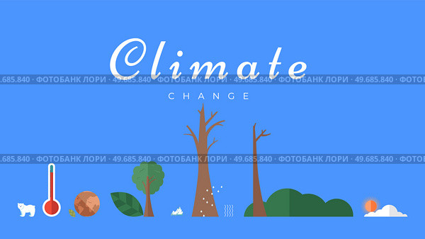 Climate change vector banner template. North Pole, melting glaciers, polar bear on ice floe. Global warming, sea level rise, nature damage. World Environment day. Ecology hazards, air pollution. Climate change vector banner template. North Pole, melting glaciers, polar bear on ice floe. Стоковая иллюстрация, агентство Ingram Publishing / Фотобанк Лори