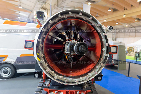 Close up of a red firefighter drone on a tracked chassis. Стоковое фото, фотограф Константин Шишкин / Фотобанк Лори