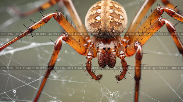closeup brown widow spider ai generated. Стоковое AI-изображение, AI-художник Vectorwin / Фотобанк Лори