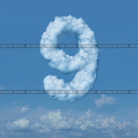 Cloud nine idiom concept as a group of floating puffy cumulus clouds as a symbol of euphoria or joy and being happy or feeling happiness as a psychological state of mind with 3D illustration elements. Стоковое фото, агентство Ingram Publishing / Фотобанк Лори