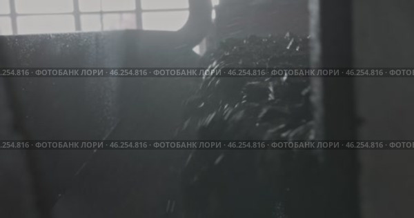 Coal Preparation Plant Screening. Coal Washing Equipment, Mineral Processing, Coal Enrichment Technology Industrial Mining Machinery, Raw Ore Separation Heavy Industry Production. On Belt conveyor. Стоковое видео, видеограф Сергей Тимофеев / Фотобанк Лори